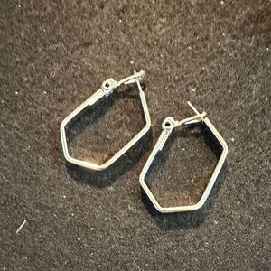 Monet Silver Geometric Hoop Earrings